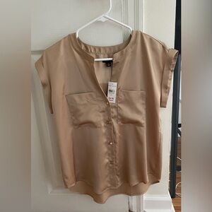 Ann Taylor Satin Tan Blouse NWT